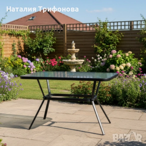 Елегантна правоъгълна маса – стъклен плот, модерен и устойчив дизайн, снимка 3 - Маси - 54320159