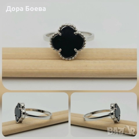 Сребърен пръстен: "Ноир", снимка 4 - Пръстени - 52219564
