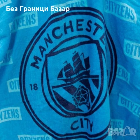 Ново Официално Manchester City FC пончо за деца хавлия с качулка за плаж басейн 75x60 см, снимка 7 - Други - 54100909