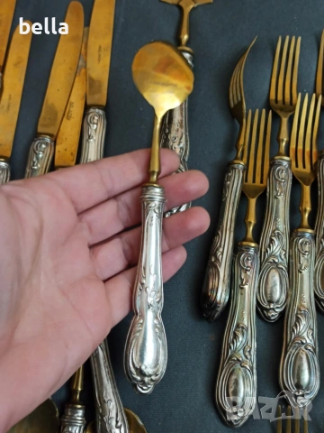 Ексклузивен антикварен десертен сервиз „Solingen“ – Сребро 800, снимка 12 - Антикварни и старинни предмети - 54043349