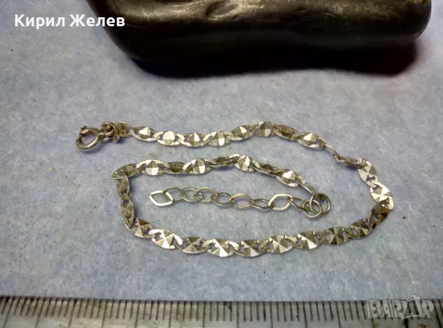 НЕЖНА СРЕБЪРНА ГРИВНА СРЕБРО 925 с БЯЛА ПОЗЛАТА АЖУРНА ВИНТИДЖ АРТ ПЛЕТКА 39281, снимка 5 - Гривни - 49551477