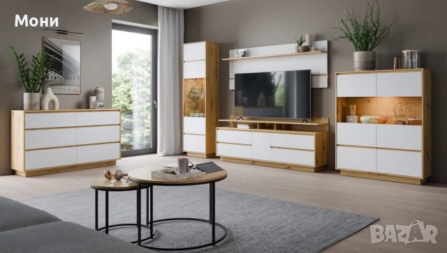 Витрина FOGGIA FOGV02 WIT2D дъб артисан/алпийско бяло   Материал - ЛПДЧ 16мм, кант ABS 0.5мм, витрин