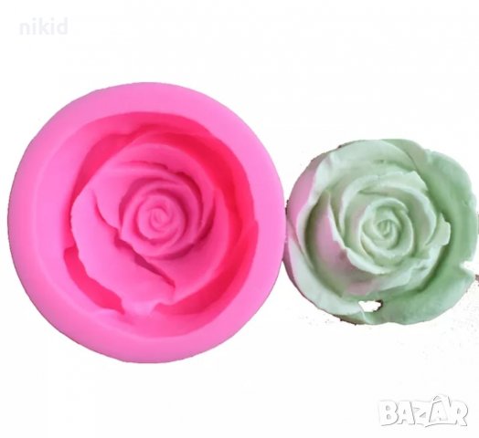 6,5 см голяма и дълбока роза силиконов молд форма фондан гипс сапун свещ