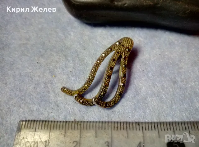 ИЗЯЩЕН АЖУРЕН СКЪПОЦЕНЕН СРЕБЪРЕН МЕДАЛЬОН СРЕБРО 925 с МАРКАЗИТИ - ЧАСТ от КОМПЛЕКТ 47573, снимка 7 - Колиета, медальони, синджири - 48901332