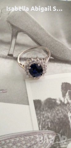 Изящен сребърен пръстен със син сапфир, снимка 7 - Пръстени - 30531268