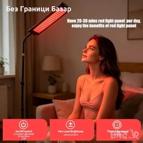 Нов Панел за червена и инфрачервена светлина 660nm 850nm със стойка 75 LED за цяло тяло, снимка 2 - Други - 56208840