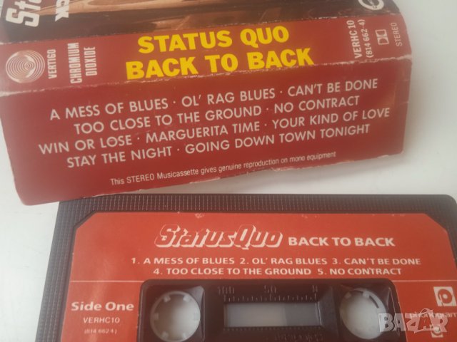 Status Quo ‎– Back To Back - оригинална аудио касета UK, снимка 2 - Аудио касети - 44459184