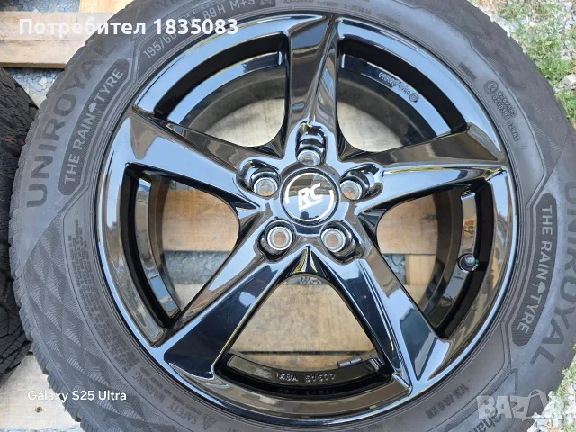 Лети джанти 16ки 5х100 RC Design + зимни гуми 195/60/16 Uniroyal, снимка 6 - Гуми и джанти - 55879317