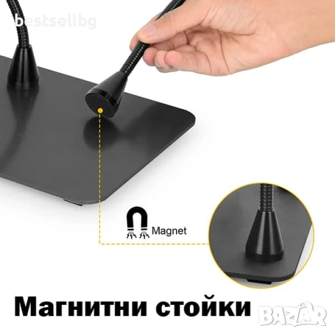 Увеличителна настолна лупа магнитна станция за запояване с LED осветление трета помощна ръка щипки к, снимка 2 - Поялници и запояване - 50876444