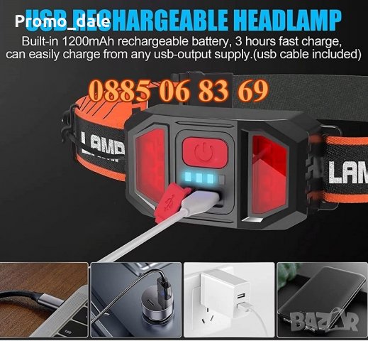 LED акумулаторен челник за глава, фенер за глава, USB зареждане, SOFT 3D, снимка 4 - Къмпинг осветление - 39828052