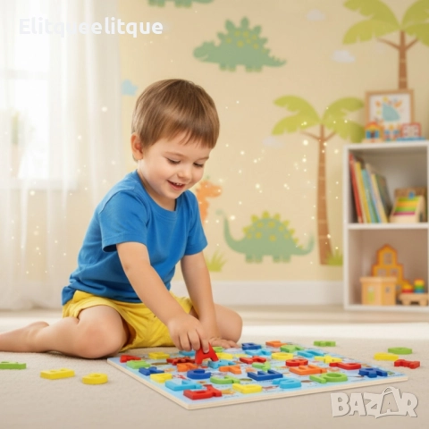 Дървена образователна дъска с руска азбука и животни - 910311, снимка 5 - Образователни игри - 52200958