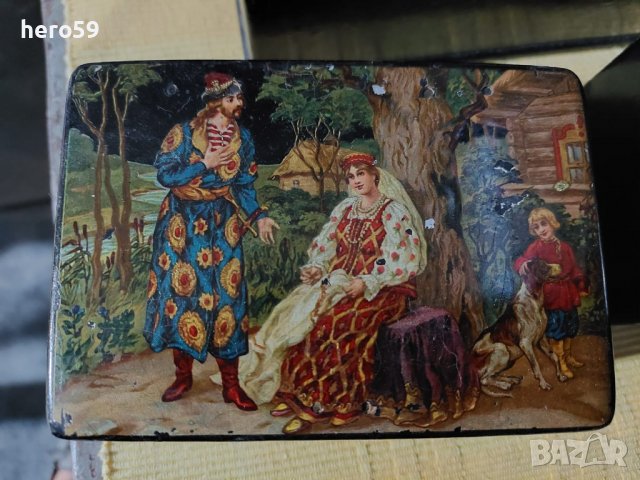 Стари Руски кутии за чай-19 век./Папие маше/, снимка 4 - Антикварни и старинни предмети - 39990404