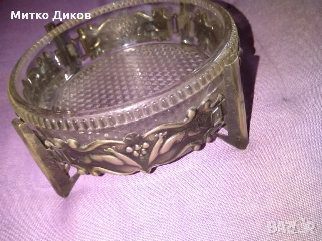 Кристална фруктиера за бонбони -ядки и други с метална инкрустация, снимка 7 - Сервизи - 32149364