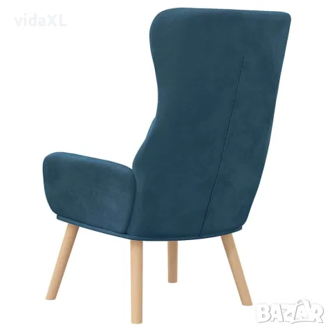 vidaXL Релакс стол, син, кадифе, снимка 5 - Дивани и мека мебел - 56147150