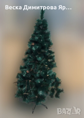 Елха - Изкуствена коледна елха с бели връхчета и шишарки 60 и 90см са с пластмасова стойка, снимка 4 - Декорация за дома - 52659052