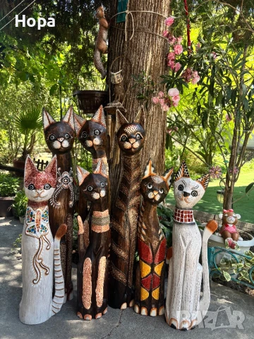Котки от дърво , снимка 12 - Статуетки - 37531236