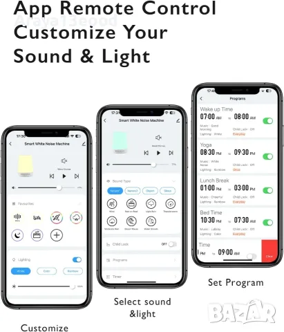 Momcozy Smart Baby Sound Machine – звукова машина за бебе с нощна лампа, 34 звука и управление чрез , снимка 5 - Детски нощни лампи - 56083057