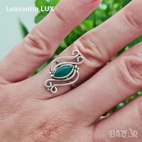 Пръстен със Зелен Оникс , снимка 2 - Пръстени - 54136813