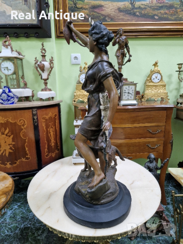 Уникална голяма антикварна френска авторска фигура статуетка , снимка 5 - Антикварни и старинни предмети - 44693387