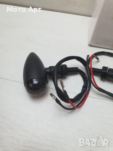 Мигачи за Мотор Мото Мотоциклет тип Стела Метални Ретро Черни за Чопър Чопар , снимка 3 - Аксесоари и консумативи - 48801988