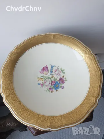 Rosenthal Bahnhof Selb 34см/стара Розентал Чипъндейл немска порцеланова чиния-купа, снимка 2 - Антикварни и старинни предмети - 50338669