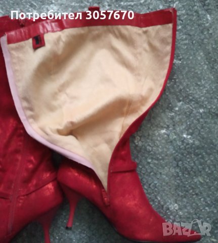 Червени ефектни ботуши и подарък към тях, снимка 3 - Дамски ботуши - 39808441