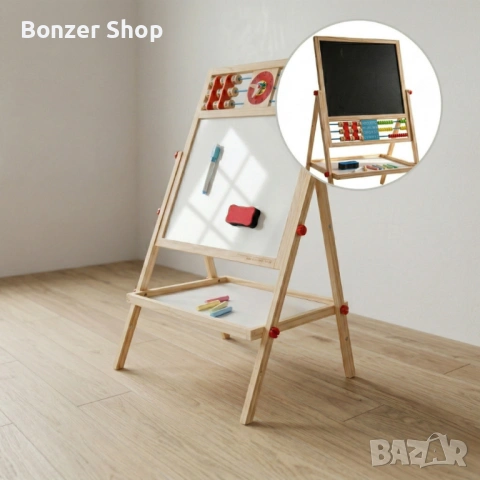 Мултифункционална образователна детска дъска с дървена рамка – за писане, рисуване и обучение