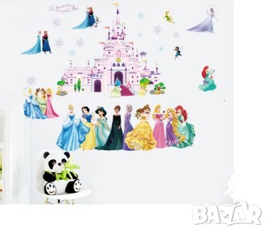 замък с принцеси и Кралство Елза стикер лепенка за стена мебел детска стая, снимка 3 - Други - 44260101