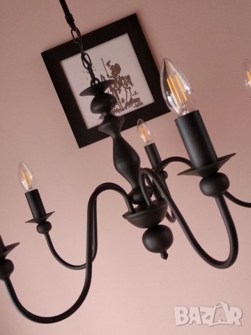 Черен витидж полилей-класически,модерен осветление з хол,всекидневна,спалня,шаби шик старинна  лампа, снимка 1