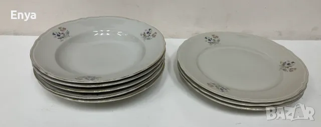 Български порцеланови чинии с полски цветя, снимка 3 - Чинии - 49637017