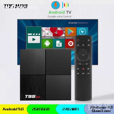 Смарт ТВ бокс- T95 mini/ RAM-4GB ROM-64GB, снимка 1 - Приемници и антени - 31250076