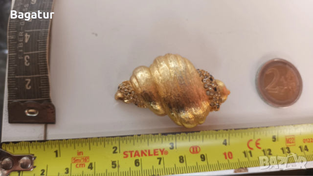 Винтидж стара брошка позлата,раковина,, снимка 6 - Антикварни и старинни предмети - 54044210