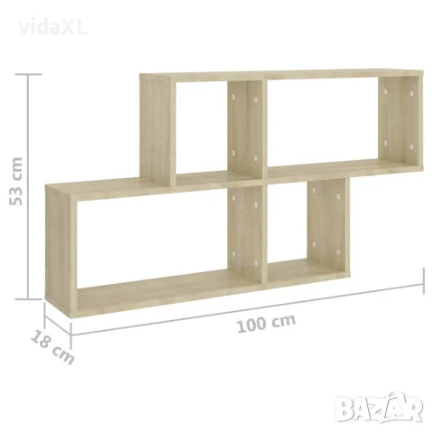 vidaXL Стенен рафт, дъб сонома, 100x18x53 см, инженерно дърво, снимка 6 - Ракли - 56147800