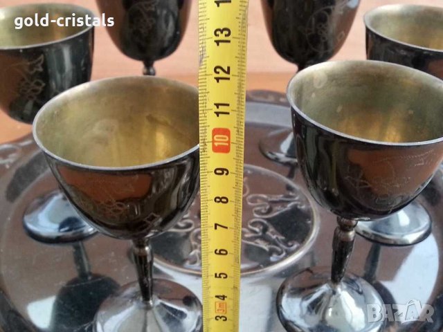 Метални чаши и поднос месинг с емайл, снимка 6 - Антикварни и старинни предмети - 29347741