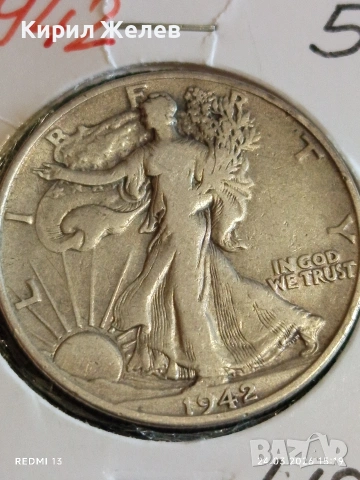 Сребърна монета 50 цента 1942г. Америка рядка за КОЛЕКЦИЯ 54382, снимка 6 - Нумизматика и бонистика - 53961327