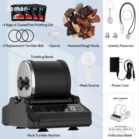 Комплект за полиране на камъни Rock Tumbler с 9-скоростен мотор, снимка 2 - Полирмашини - 52292798