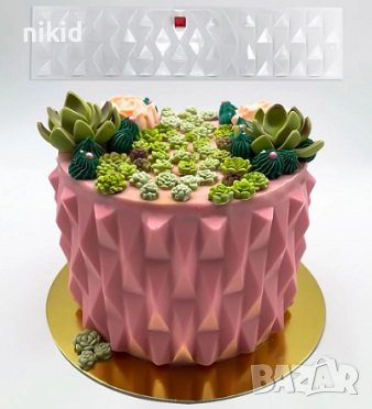 3D къси ромбове ромбоиди оригами стенсил форма шаблон подложка с релеф отпечатък за торта шоколад