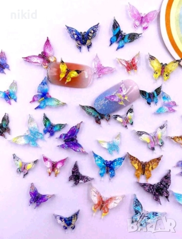 пеперуда пеперуди акрил фигурка бижу за нокти декорация украса за маникюр и др крафт, снимка 5 - Други - 51469431