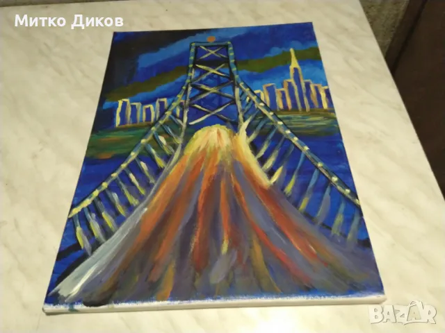 Картина пейзаж акрилни бои Мост -30х40см, снимка 6 - Картини - 50303486