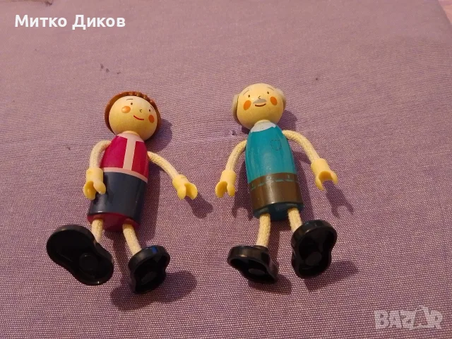 Small Foot винтидж дървени кукли немски с движещи части Модерно семейство 10 см
