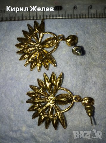 ЧИФТ СТАРИ ВИНТИДЖ АРТ ПОЗЛАТЕНИ КРИСТАЛИ ФЛОРАЛНИ ОБЕЦИ 28531, снимка 10 - Обеци - 42056043