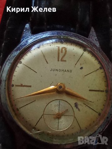 JUNGHANS SHOCKPROOF Стар НЕМСКИ РЯДЪК ВИНТИДЖ МЕХАНИЧЕН ЧАСОВНИК ЮНГХАНС РЕТРО КАИШКА Ест КОЖА 29335, снимка 14 - Антикварни и старинни предмети - 37399957