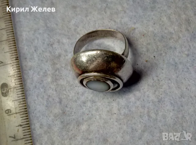 СТАР АРТ НУВО СКЪПОЦЕНЕН СРЕБЪРЕН ПРЪСТЕН СРЕБРО ВИСОКА ПРОБА с ШЛИФОВАН ЛУНЕН КАМЪК 49306, снимка 12 - Антикварни и старинни предмети - 50023473