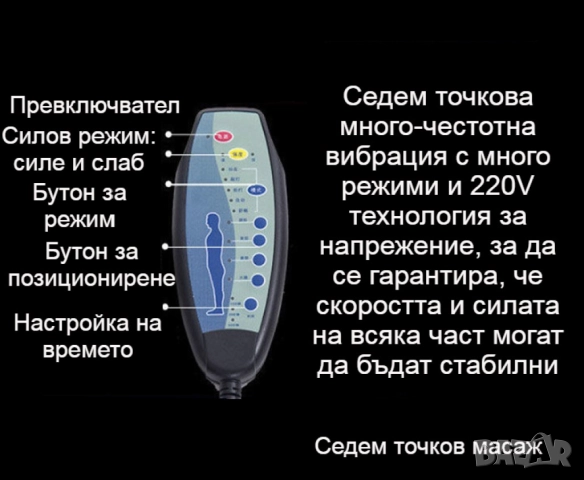 Масажен въртящ се офис стол с подложка за краката OFFICE  MASSAGE  CHAIR 008, снимка 2 - Други стоки за дома - 52138190