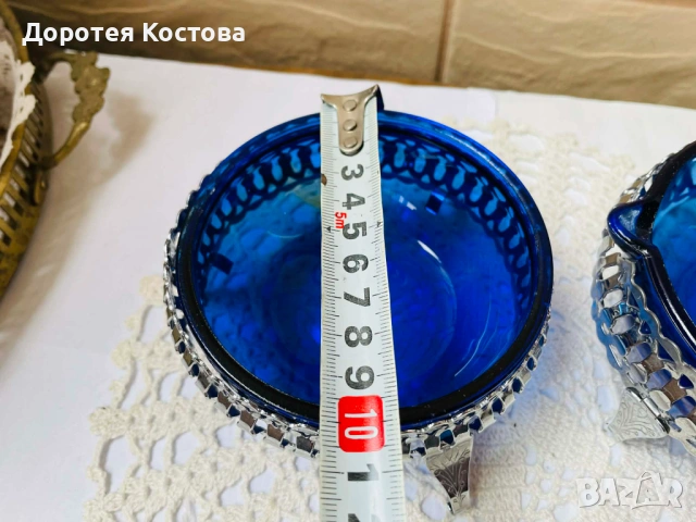 Красив посребрен комплект от Англия от захарница и латиера , снимка 6 - Антикварни и старинни предмети - 54361674