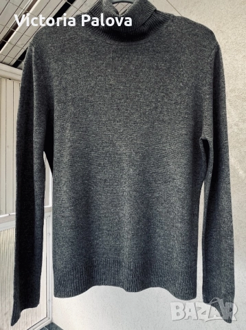 Мек сив пуловер LISA TOSSA  с висока яка, снимка 9 - Блузи с дълъг ръкав и пуловери - 52251240