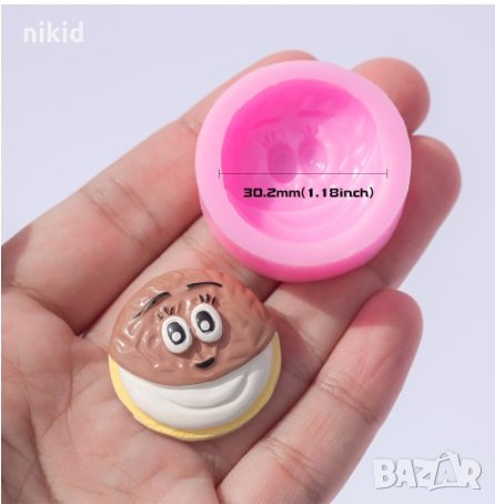 Бисквитка лице усмивка силиконов молд форма декор украса торта фондан смола