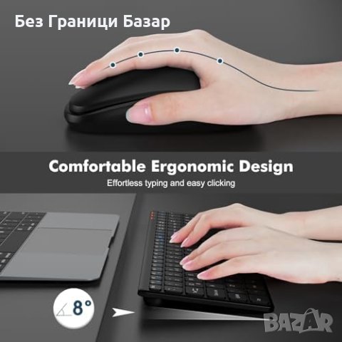 Нов Ергономичен Безжичен Комплект Клавиатура+Мишка, Съвместим с Windows/Mac, снимка 4 - Други - 44156625