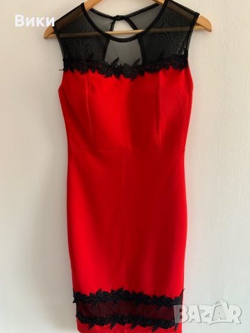 Много красива червена рокля с черна дантела, снимка 5 - Рокли - 29085304