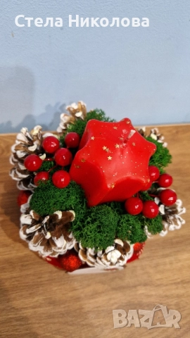 Ръчно изработени Коледни свещници и декорации със скандинавски мъх, снимка 8 - Декорация за дома - 52639912